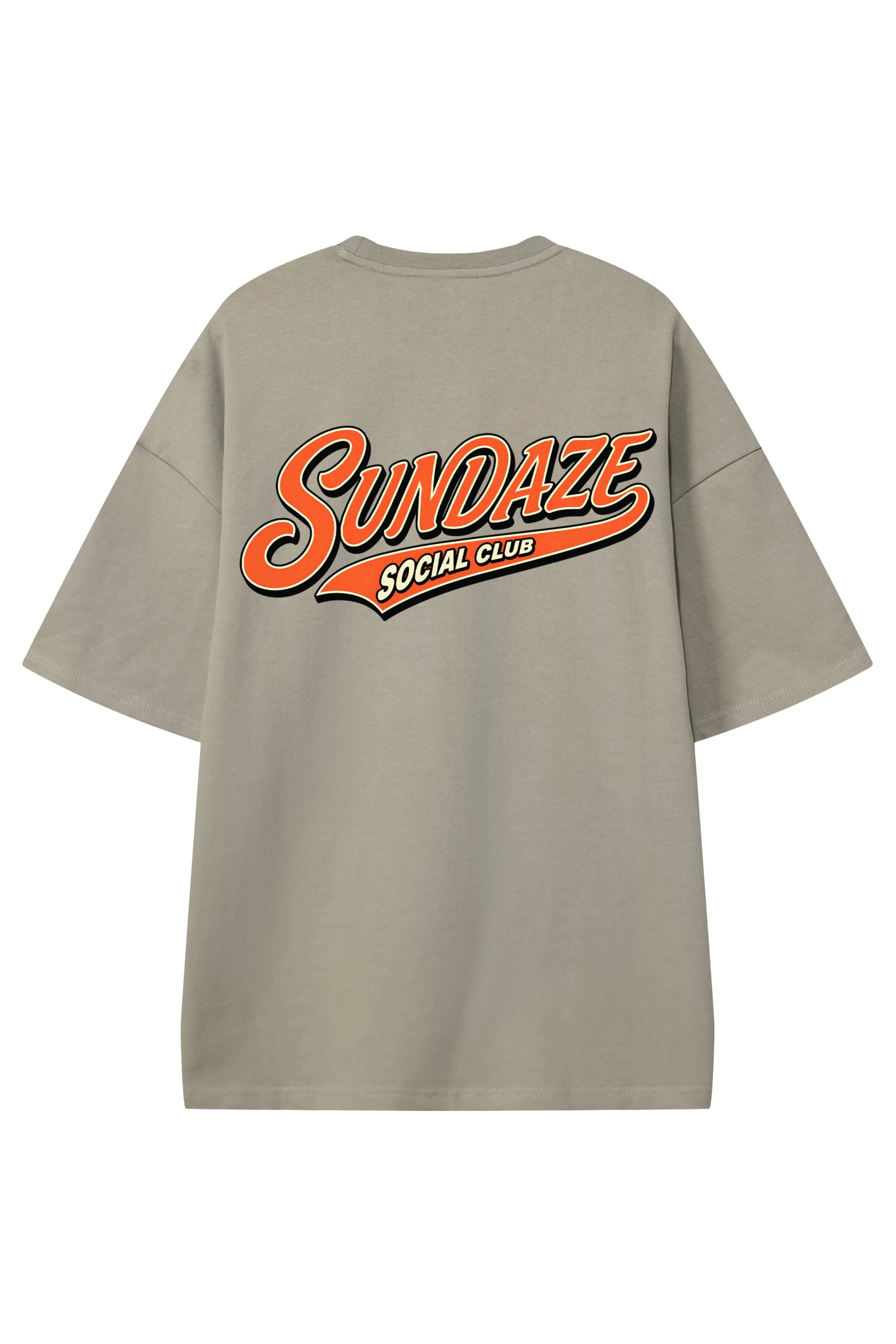 Sundaze Social Club Dark Apricot graphic T-shirt, flat lay back view