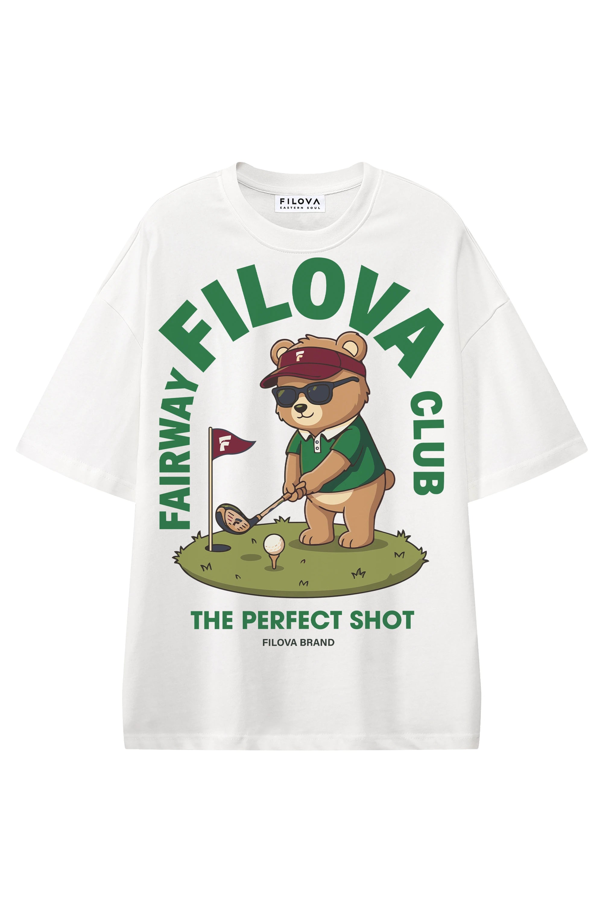 Fairway Filova Club White graphic T-shirt, flat lay front view