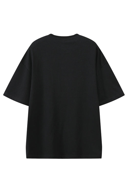 Bloom In The Dark Black graphic T-shirt, flat lay back view