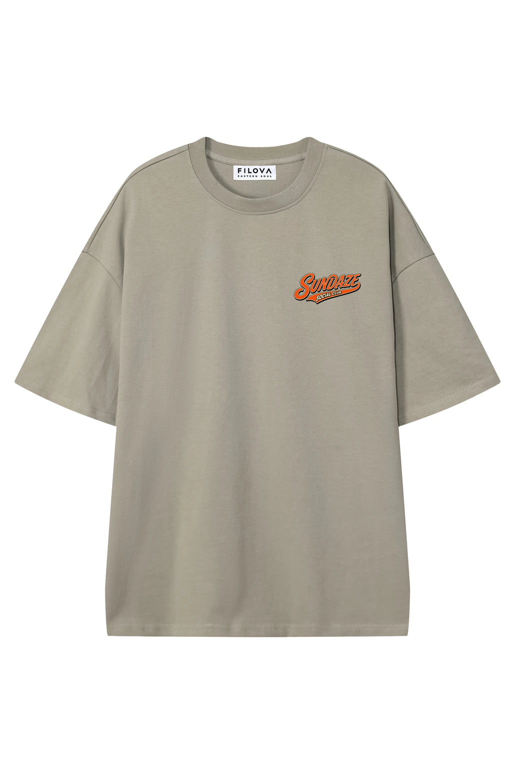 Sundaze Social Club Dark Apricot graphic T-shirt, flat lay front view