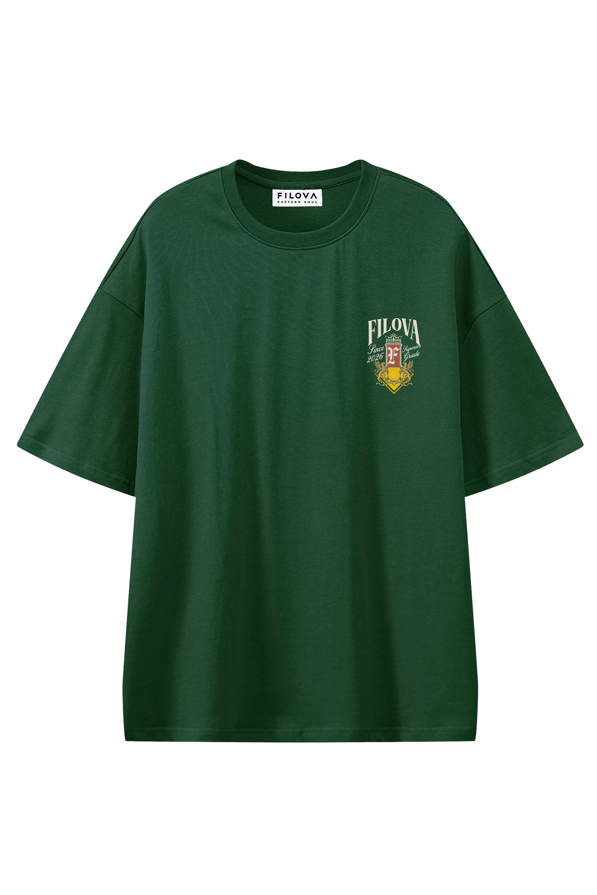 Filova Since 2026 Dark Green graphic T-shirt, flat lay front view