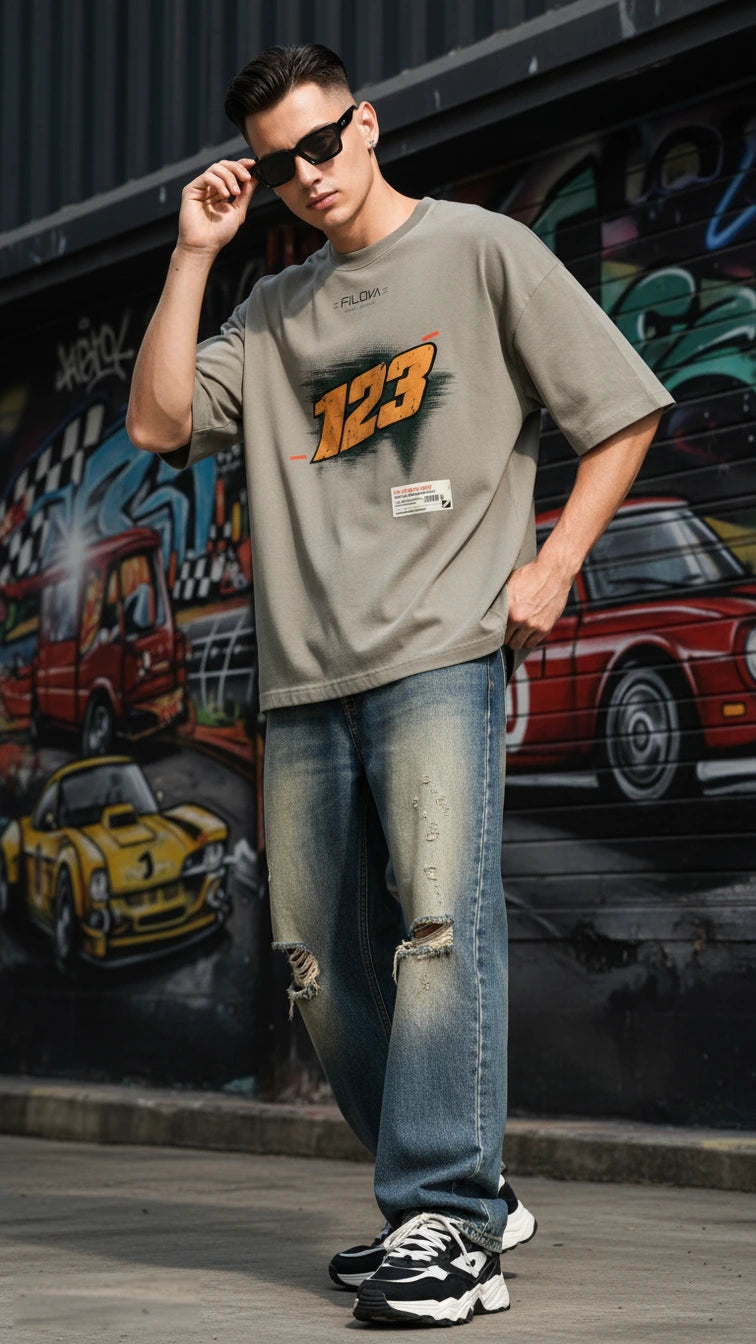 Filova racing 123 Dark Apricot graphic T-shirt social image