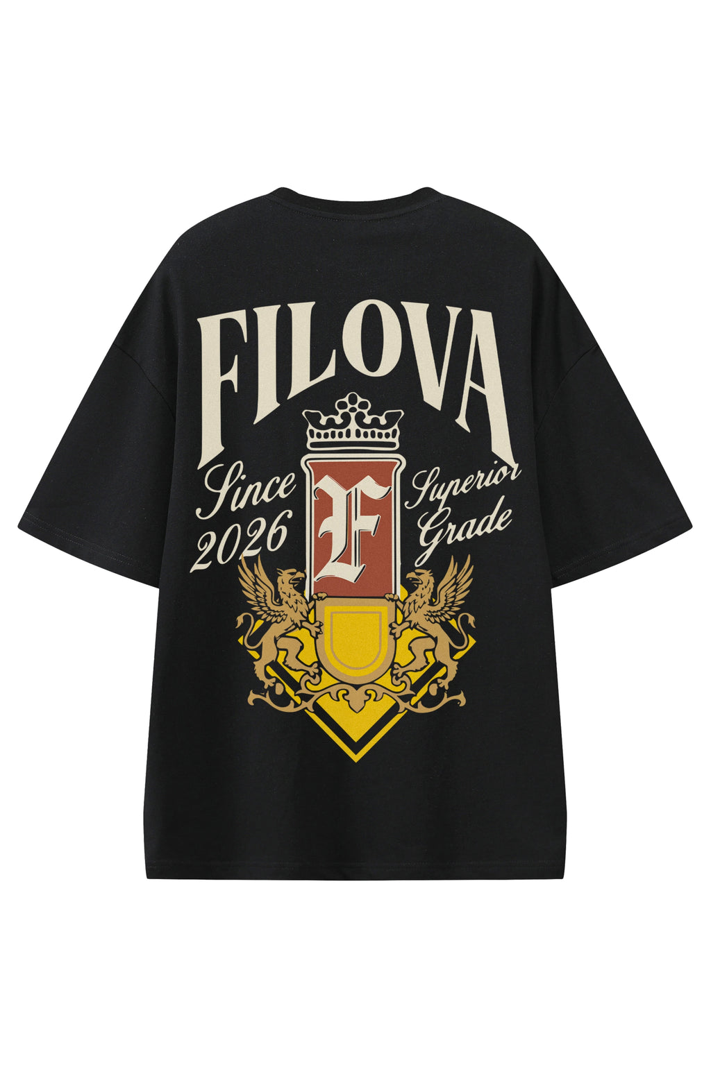 Filova Since 2026 Black graphic T-shirt, flat lay back view
