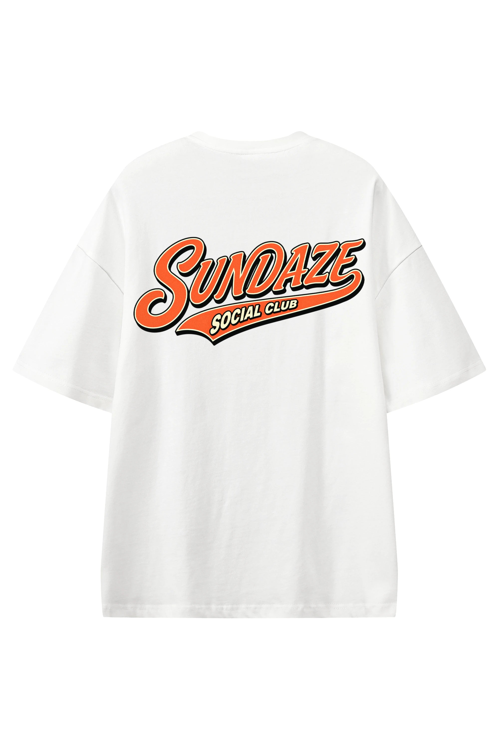 Sundaze Social Club White graphic T-shirt, flat lay back view