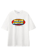 Neon Drive White graphic T-shirt, flat lay front view