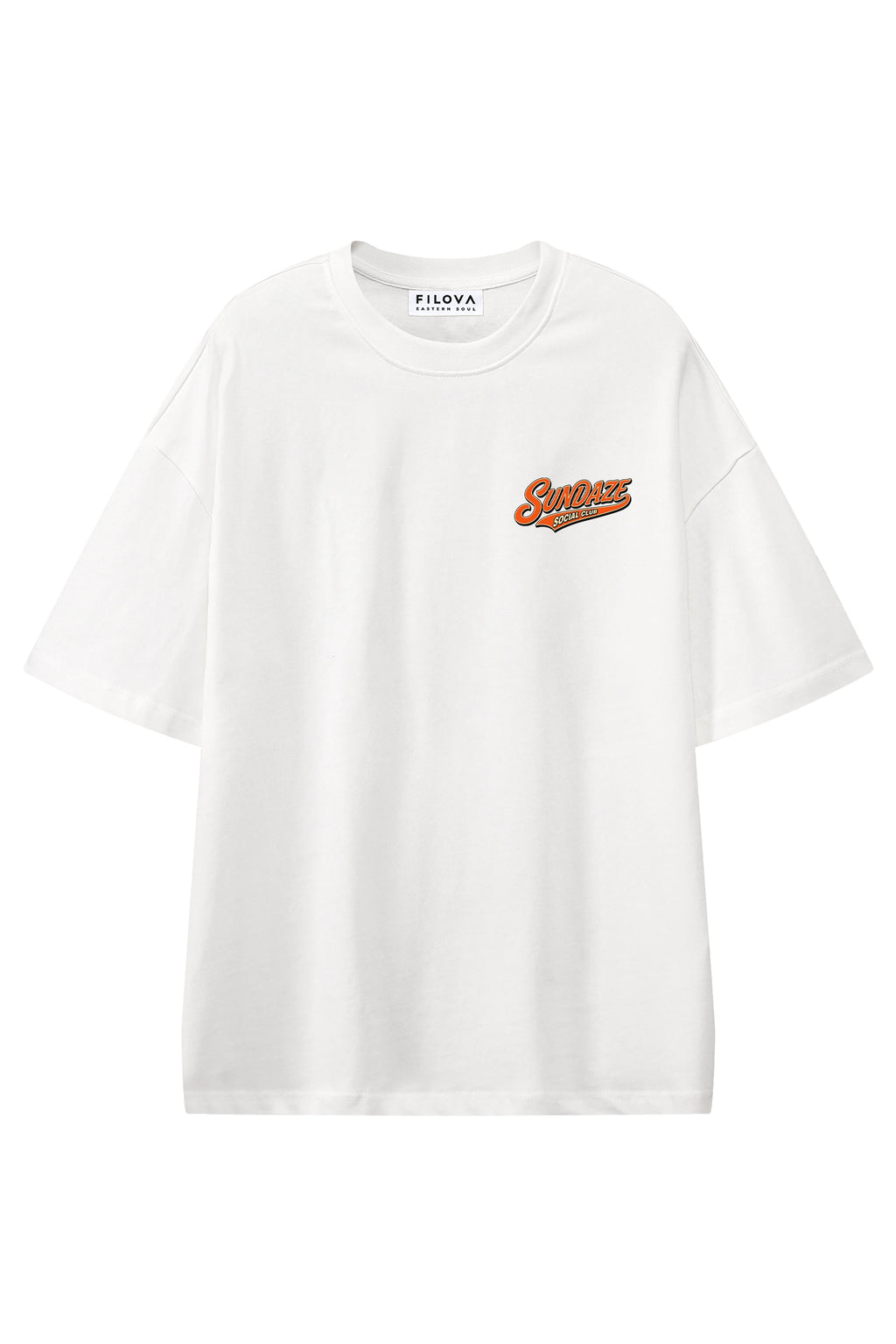 Sundaze Social Club White graphic T-shirt, flat lay front view