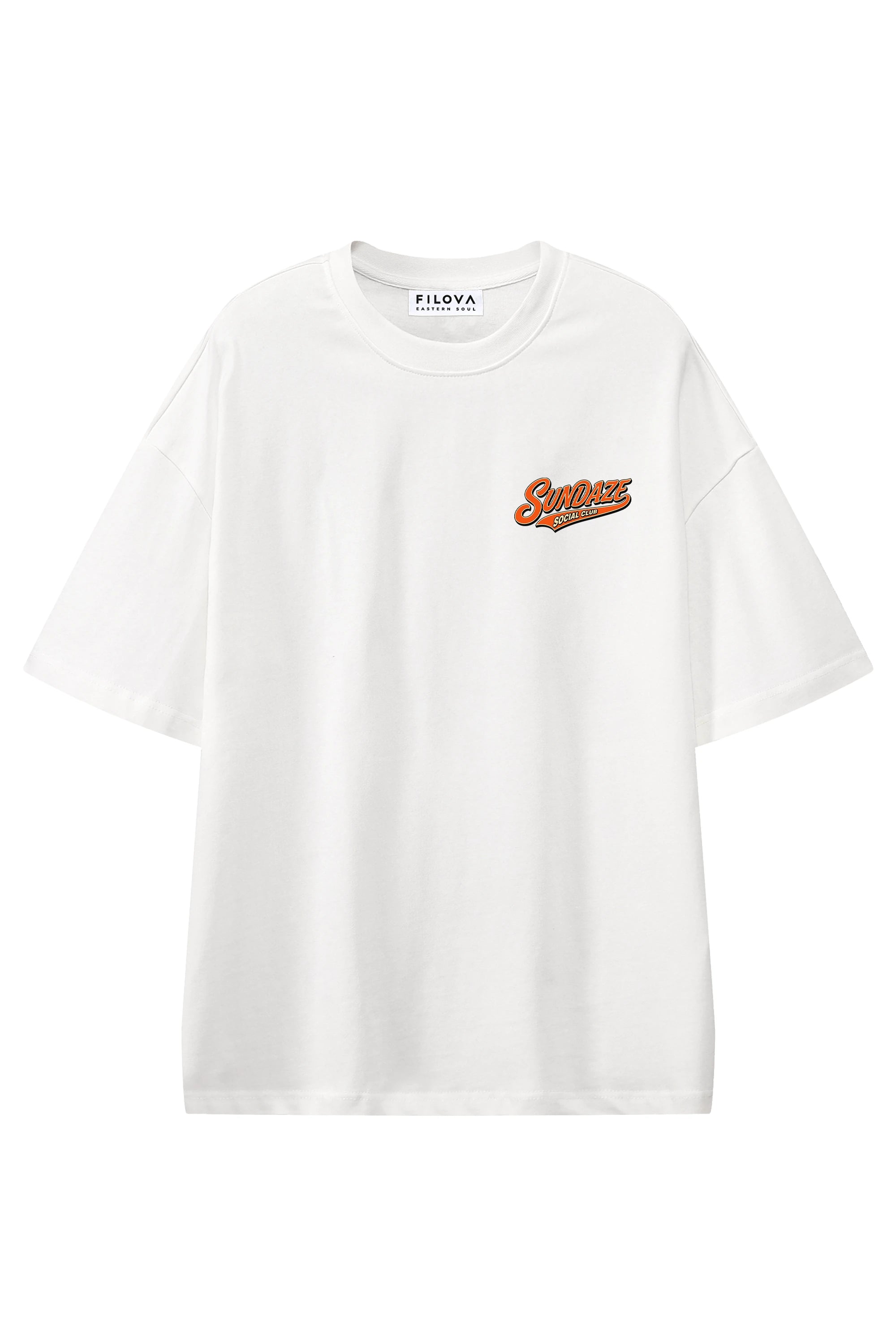 Sundaze Social Club White graphic T-shirt, flat lay front view