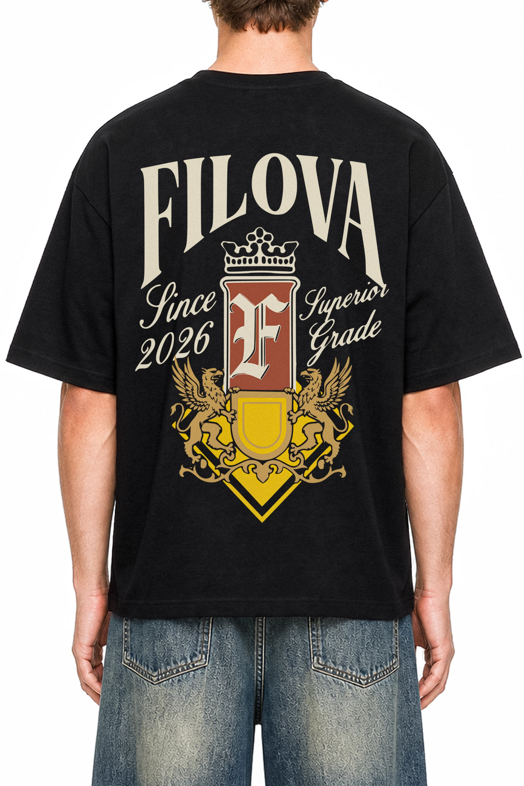 Filova Since 2026 Black graphic T-shirt, model back view