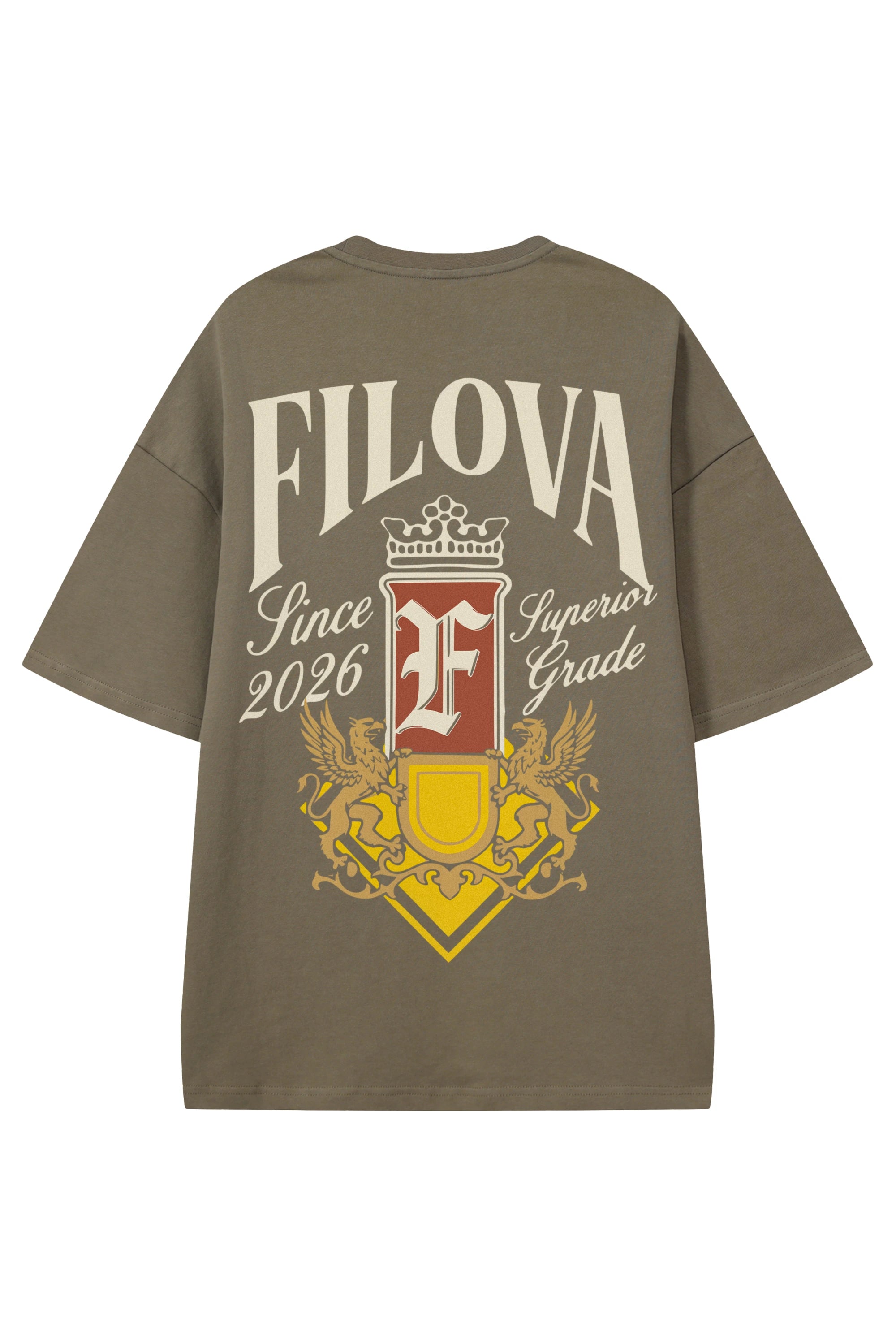 Filova Since 2026 Moss Green graphic T-shirt, flat lay back view