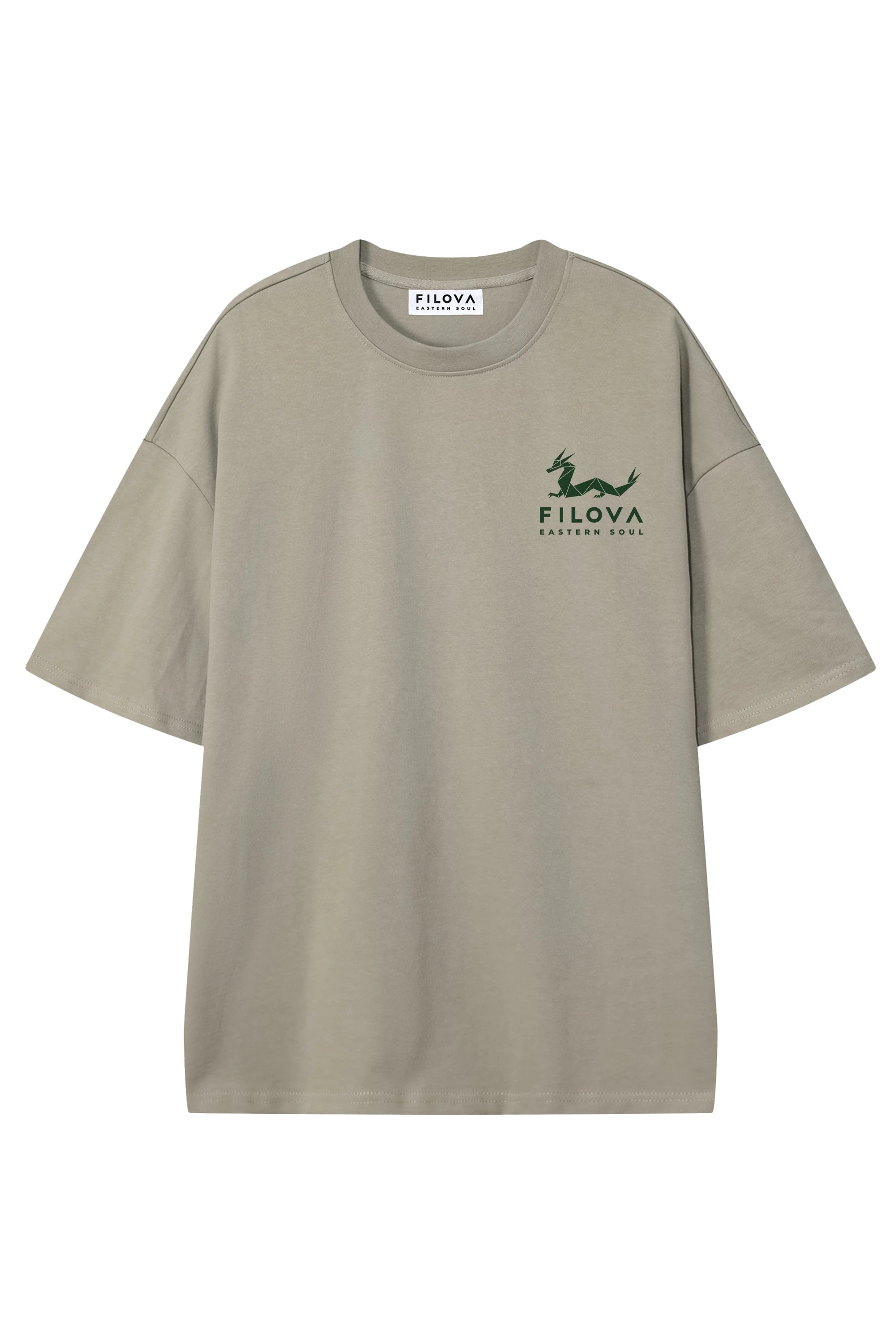 Filova Eastern Soul Basic Dark Apricot graphic T-shirt, flat lay front view
