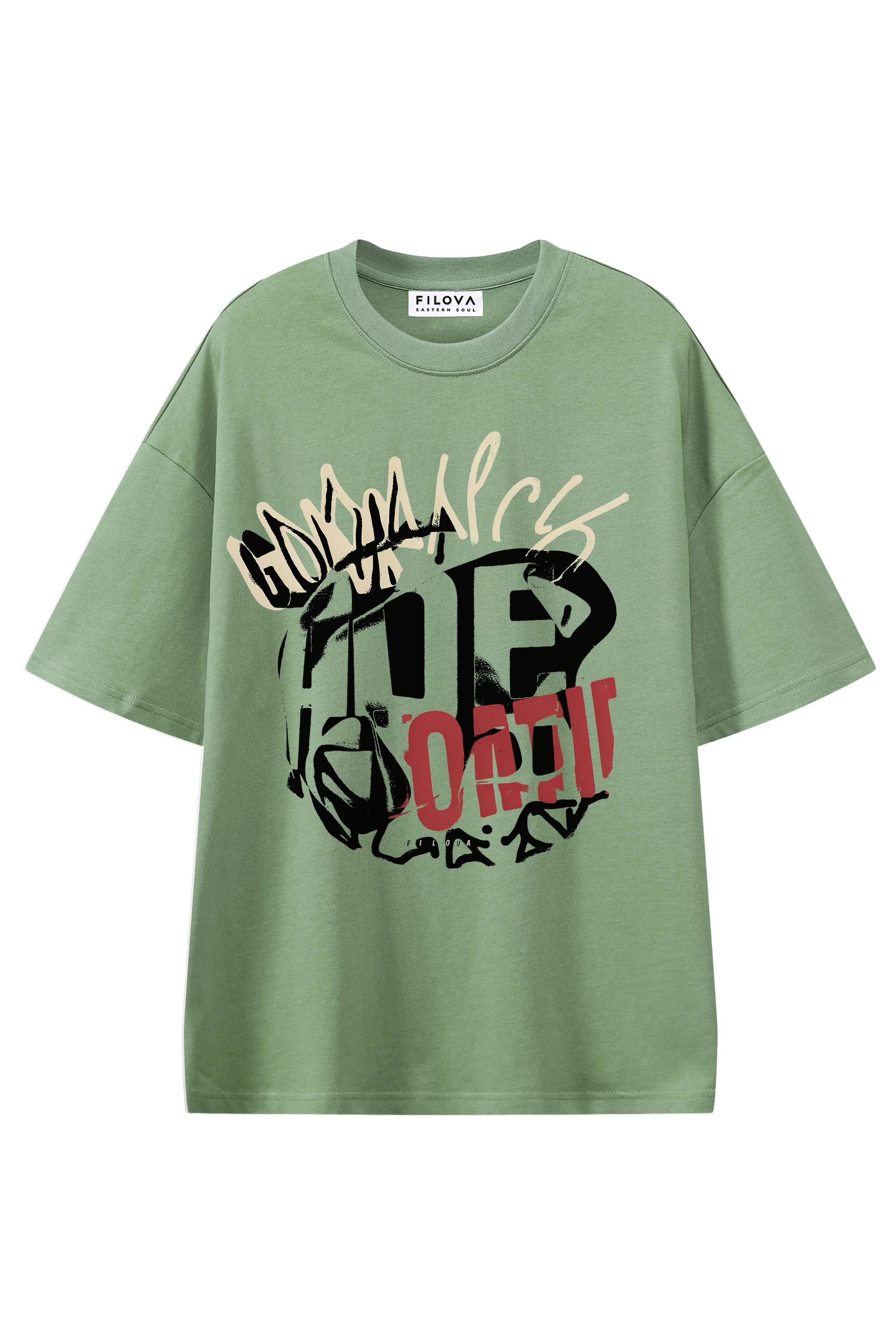 Art Of FIlova Light Green graphic T-shirt, flat lay front view