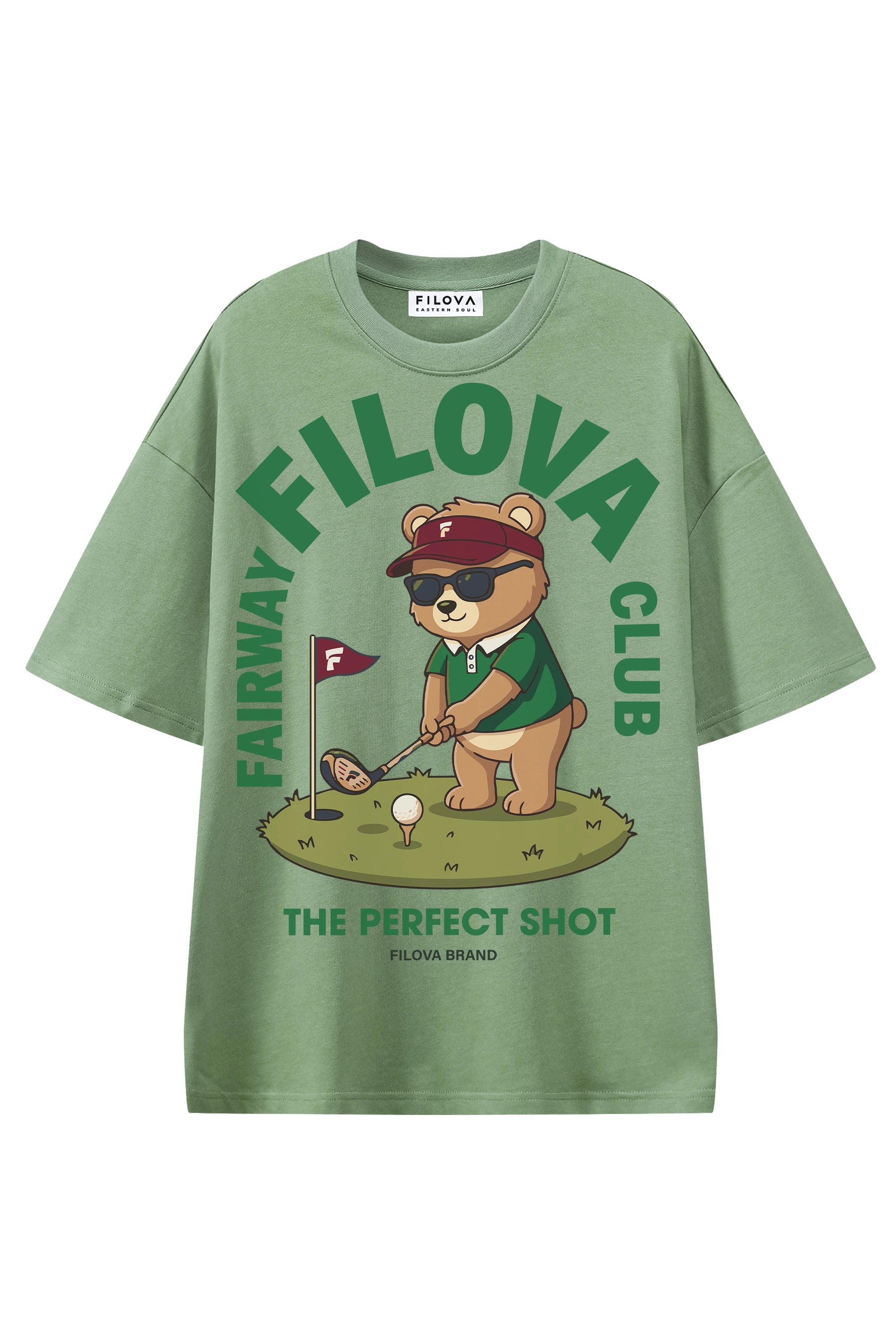 Fairway Filova Club Light Green graphic T-shirt, flat lay front view