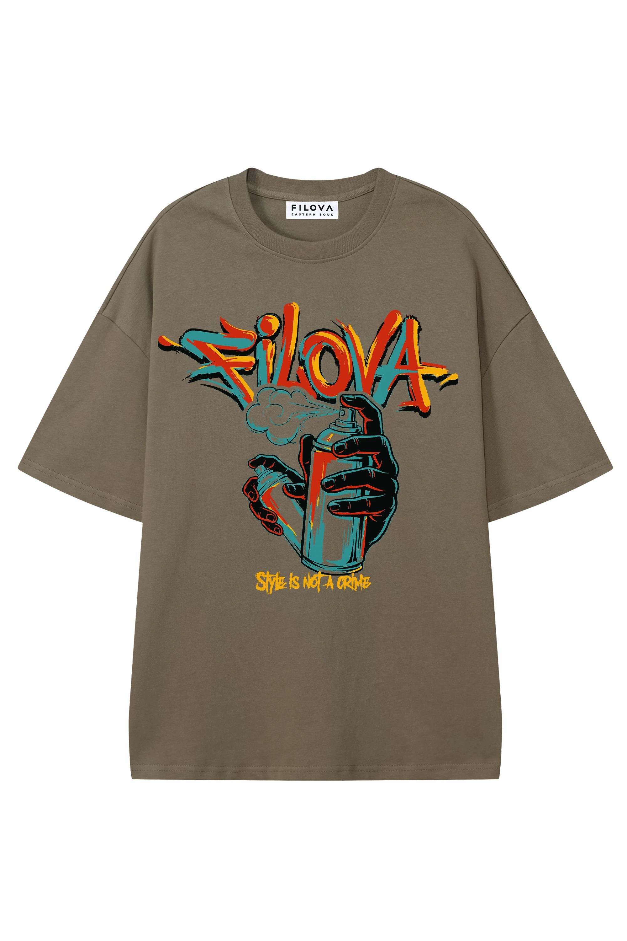Style Is Not A Crime Moss Green graphic T-shirt, flat lay front view