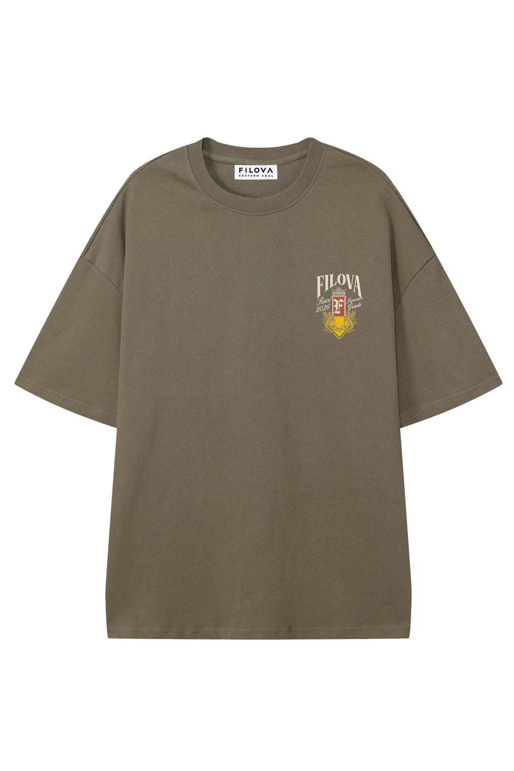 Filova Since 2026 Moss Green graphic T-shirt, flat lay front view