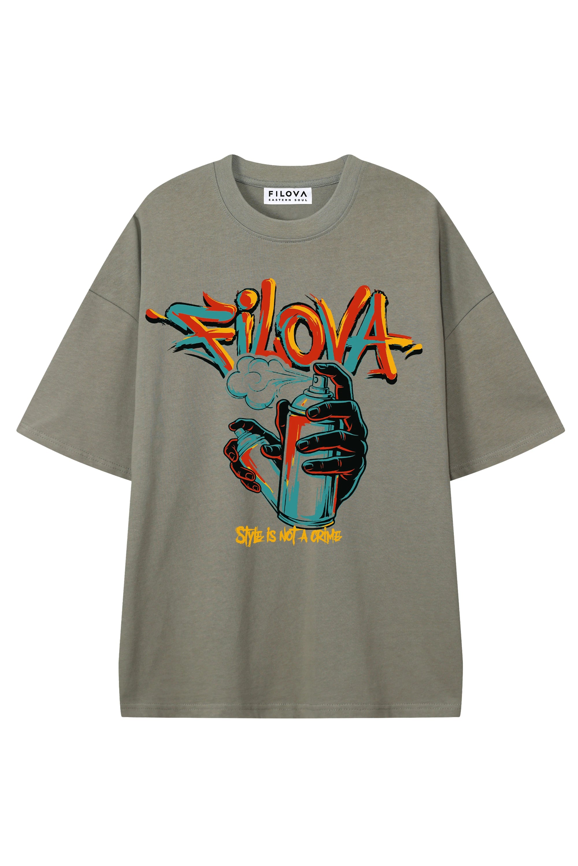 Style Is Not A Crime Dark Gray graphic T-shirt, flat lay front view
