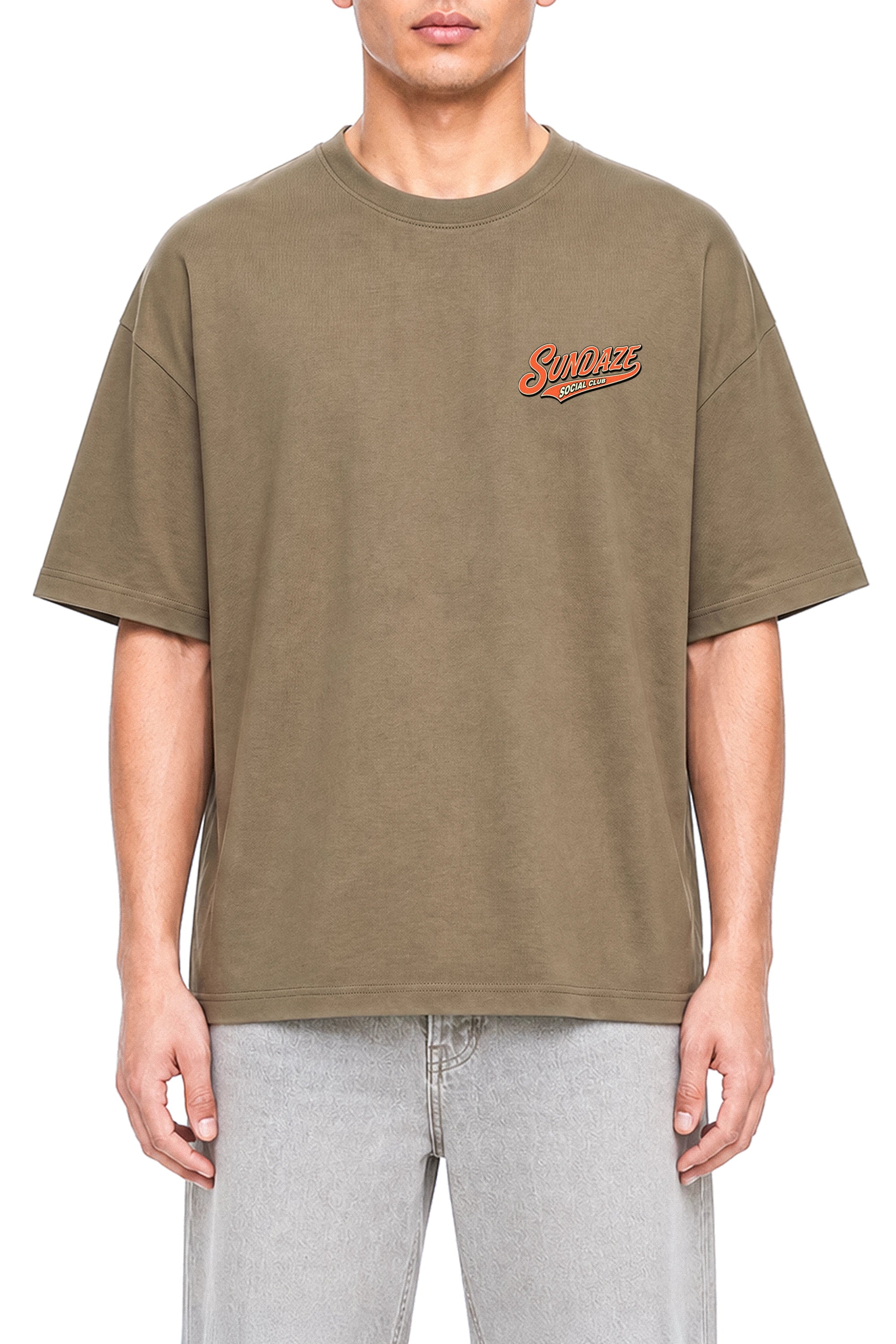 Sundaze Social Club Coffee graphic T-shirt, model front view