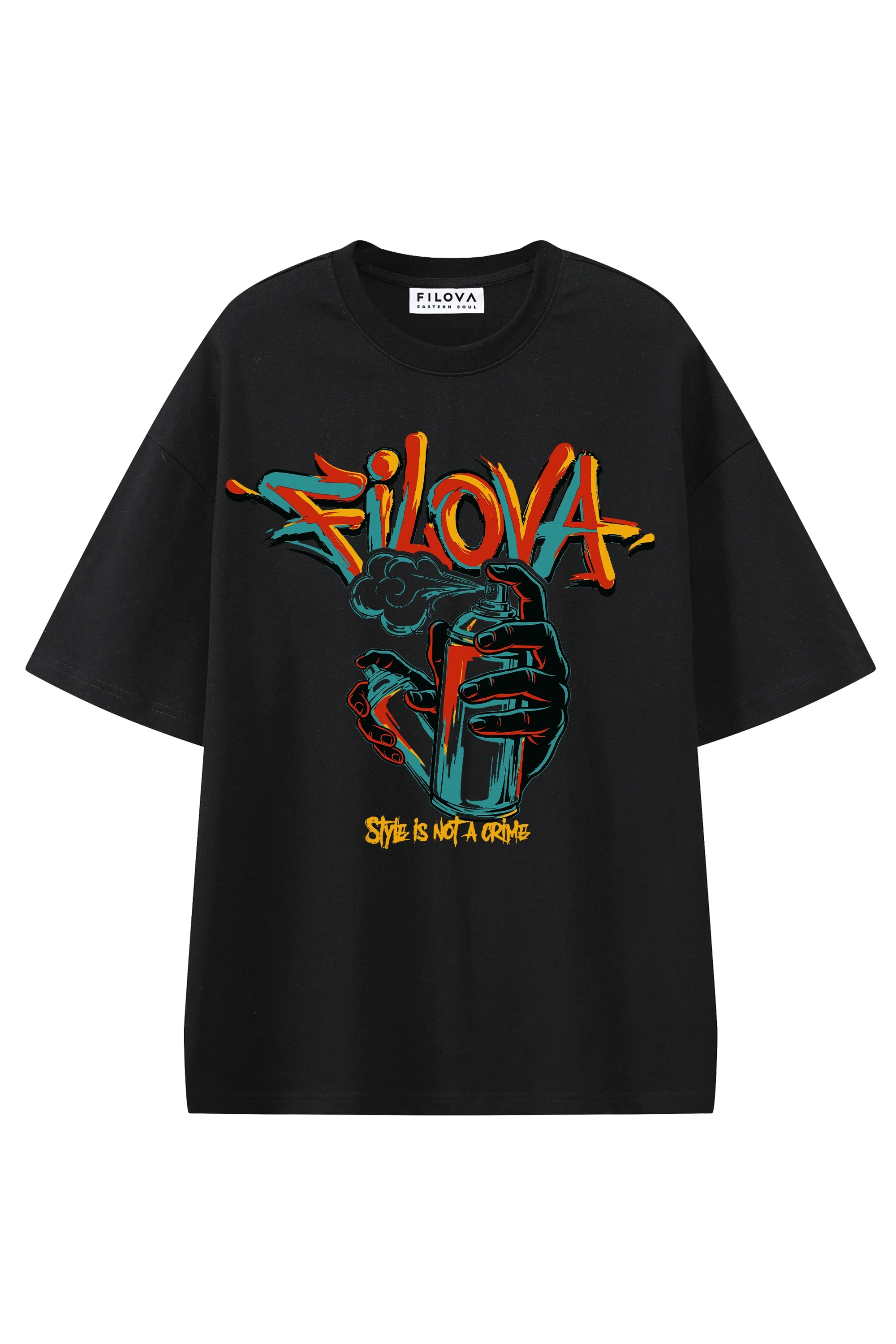 Style Is Not A Crime Black graphic T-shirt, flat lay front view