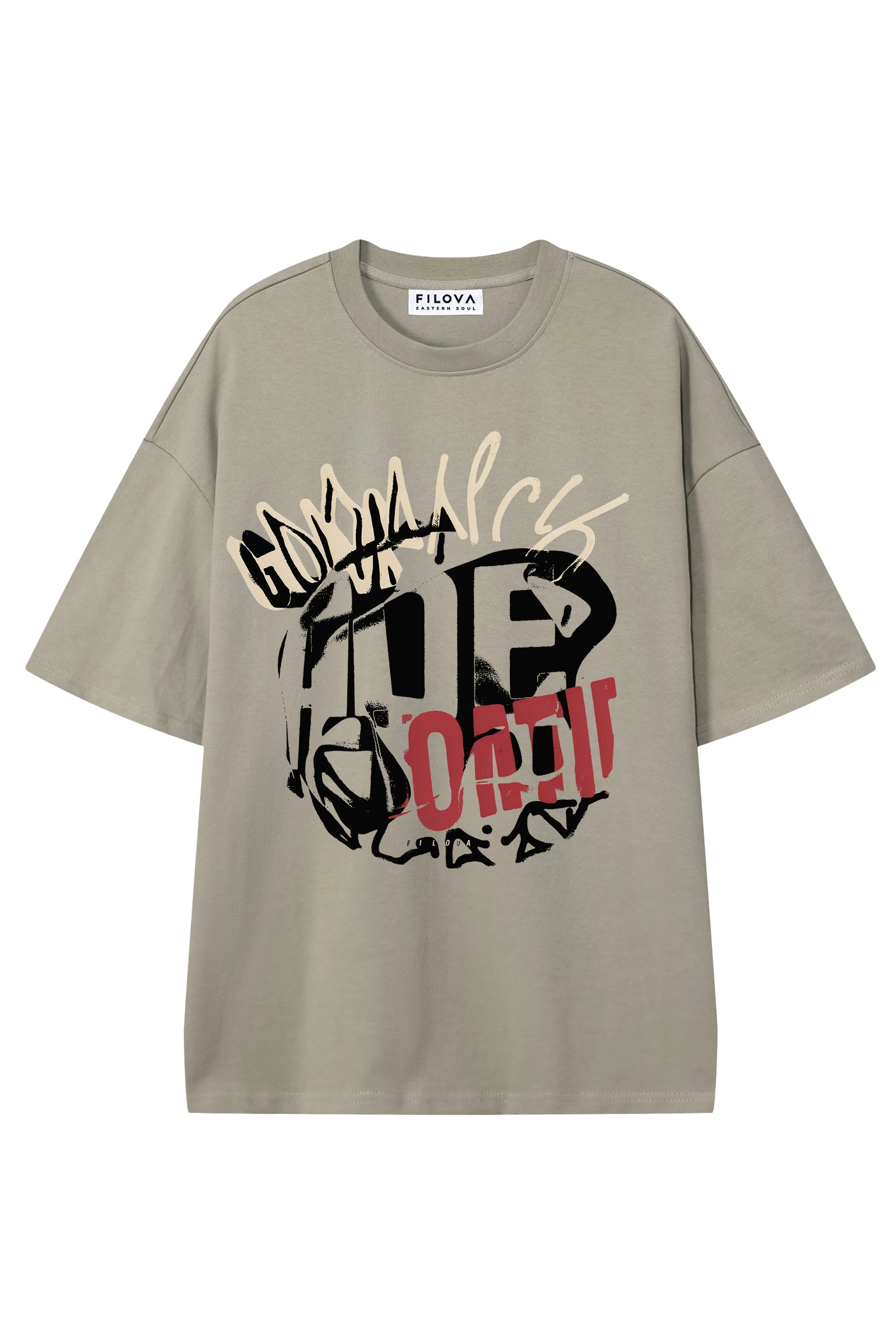 Art Of FIlova Dark Apricot graphic T-shirt, flat lay front view