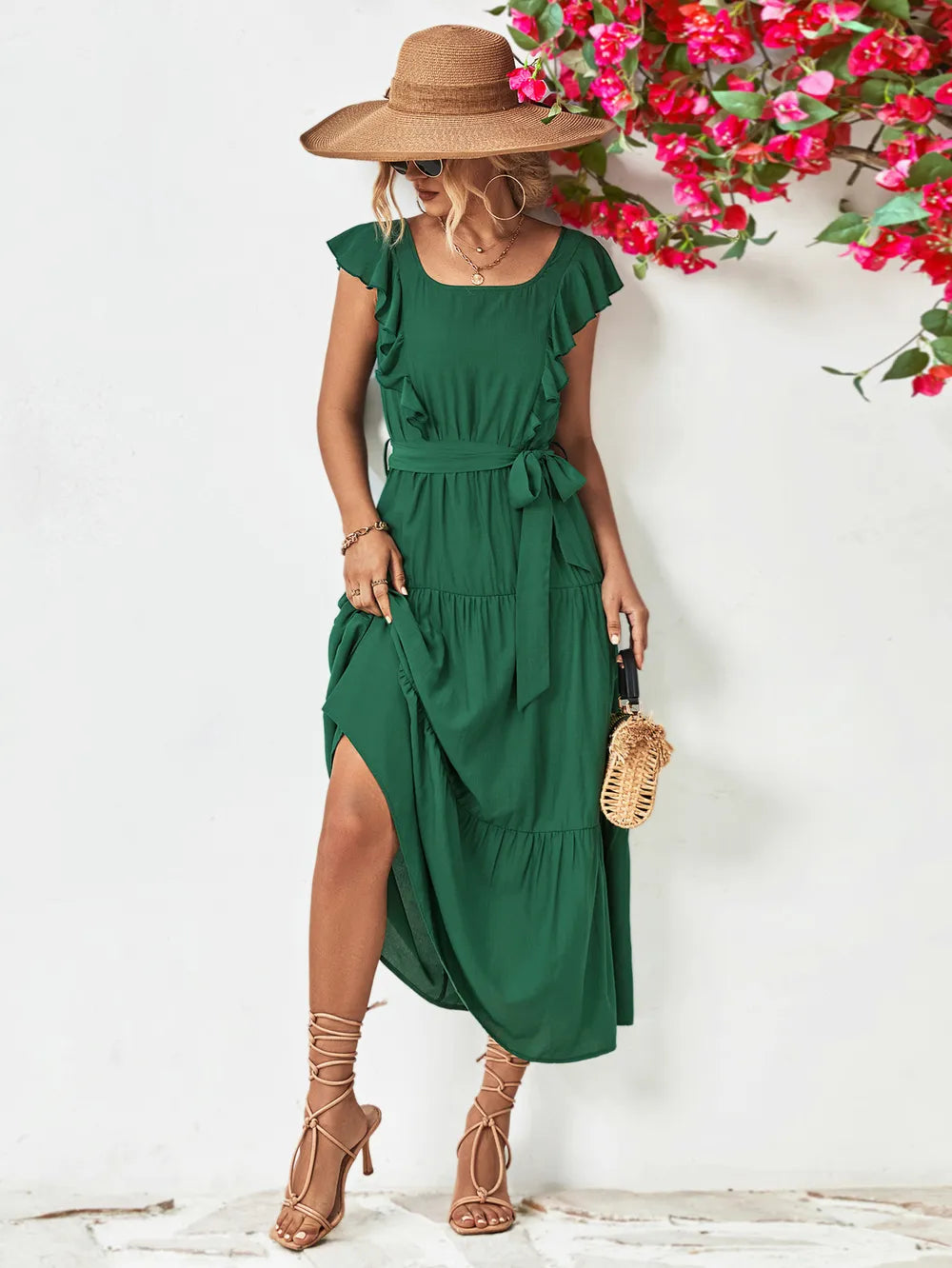 Tie-Belt Ruffled Tiered Dress – view 5