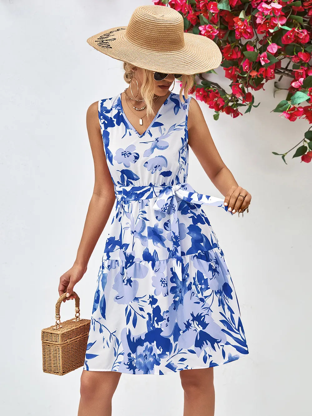 Floral V-Neck Tie-Waist Dress – view 3