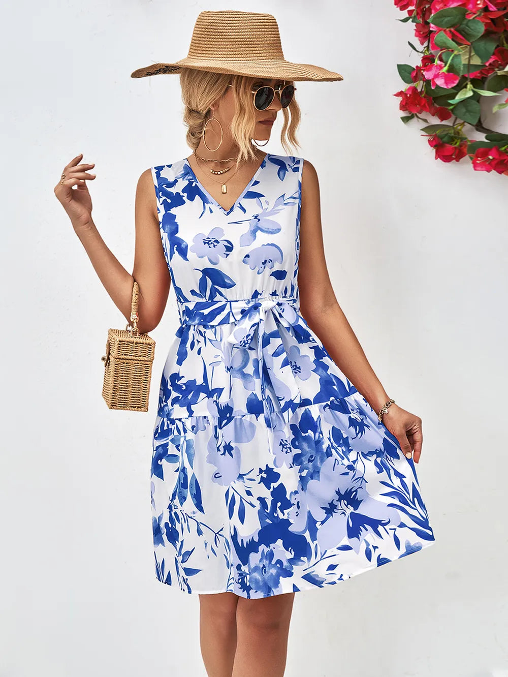 Floral V-Neck Tie-Waist Dress – view 4