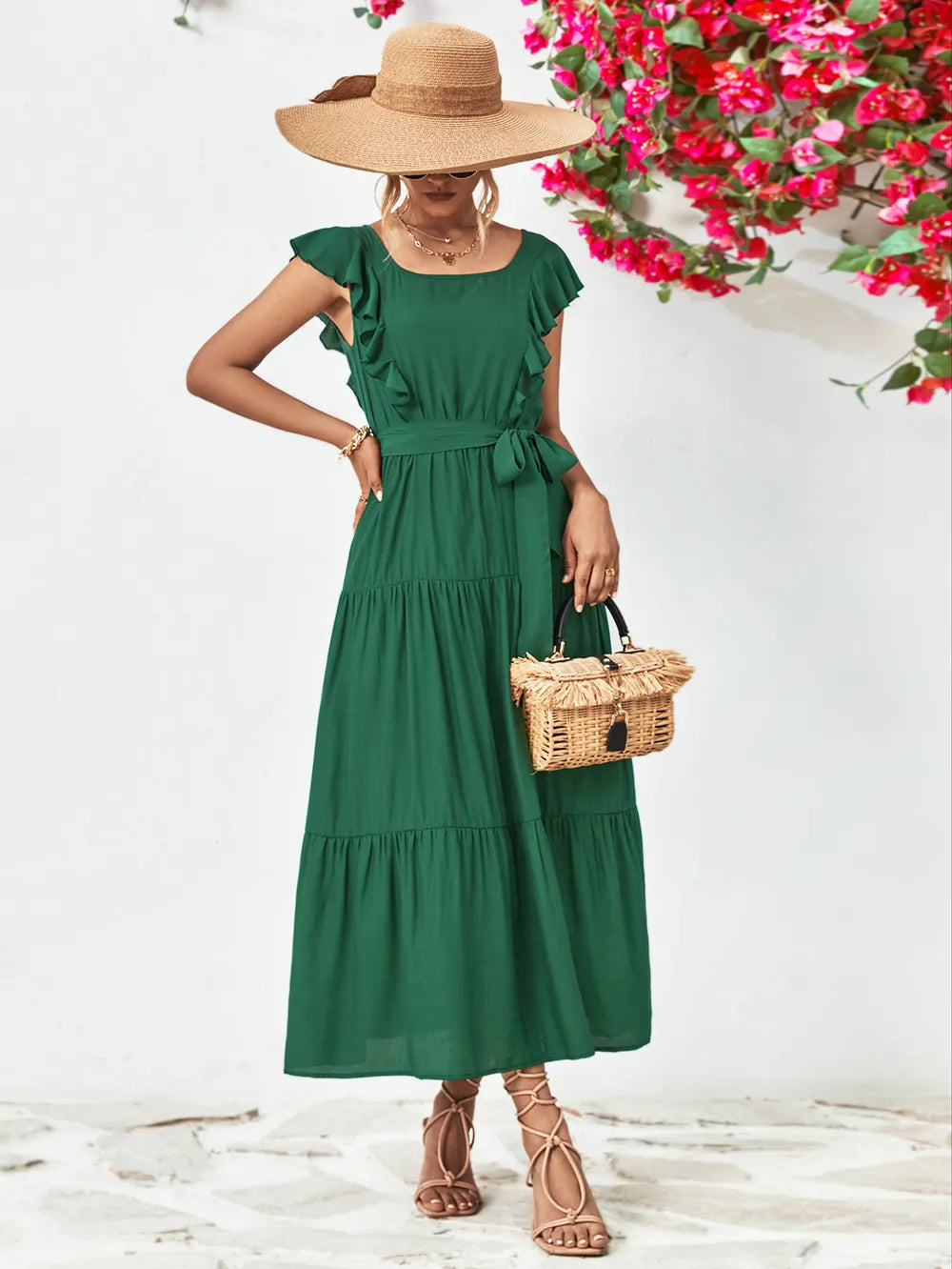 Tie-Belt Ruffled Tiered Dress – view 6