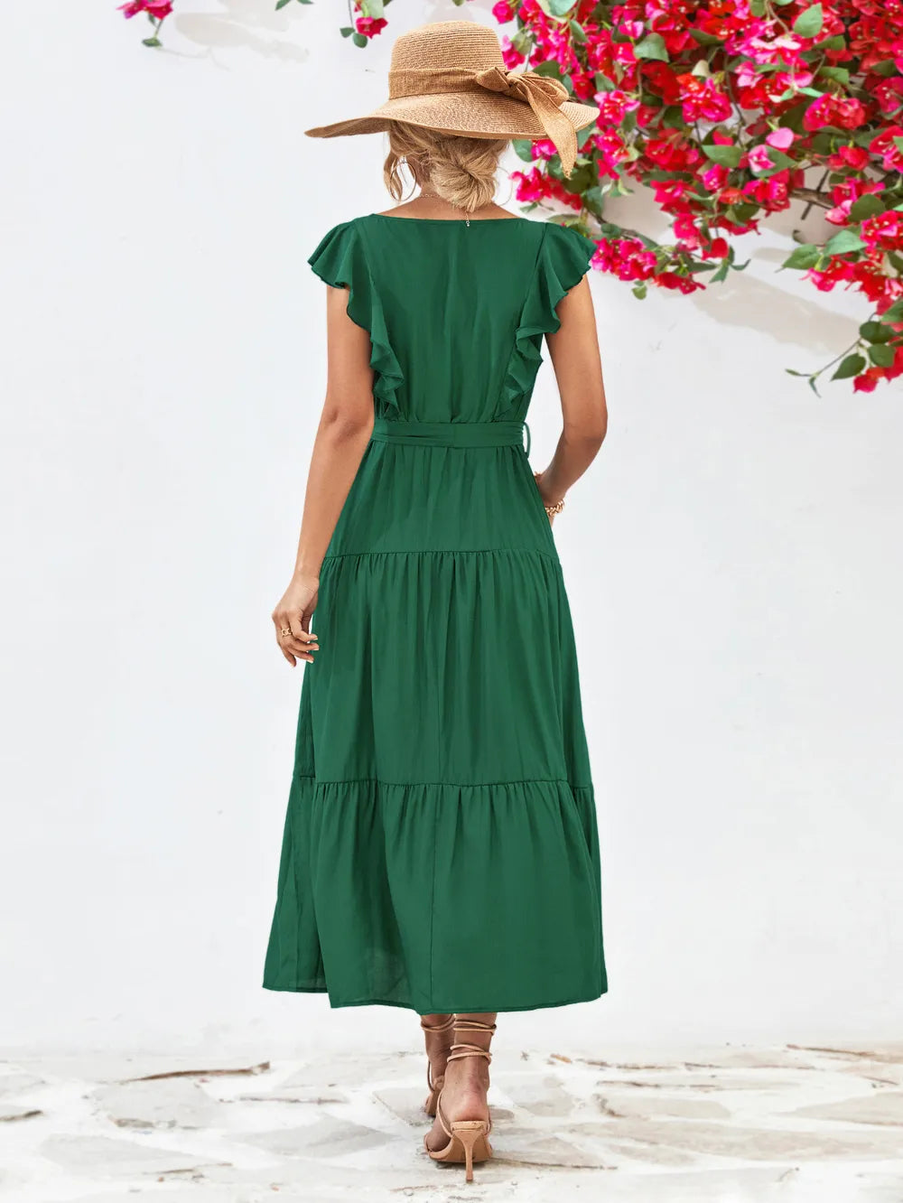 Tie-Belt Ruffled Tiered Dress – view 2