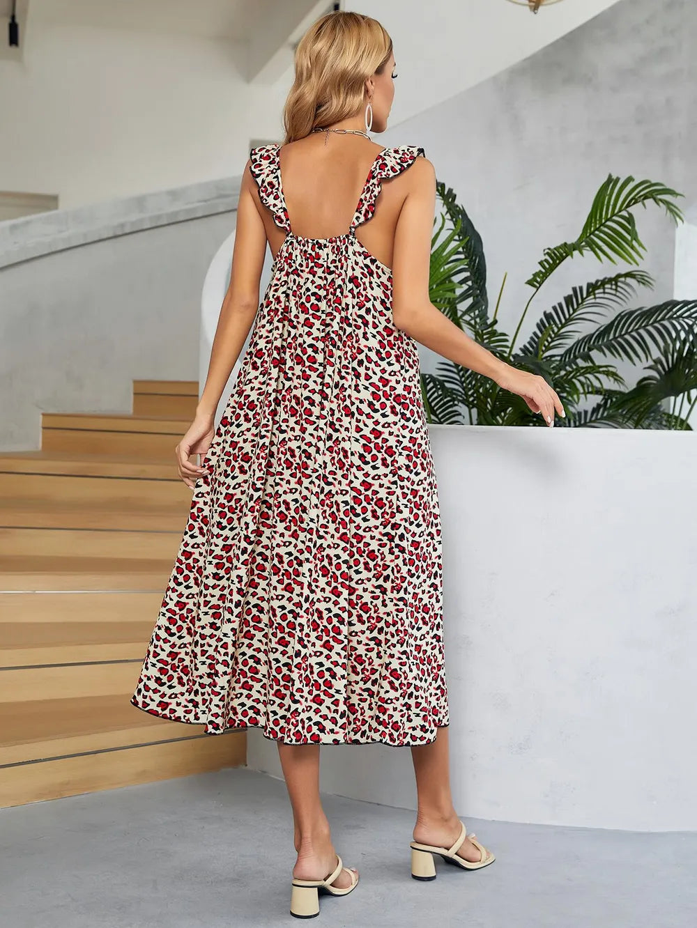 Printed Ruffled Sleeveless Midi Dress – view 2