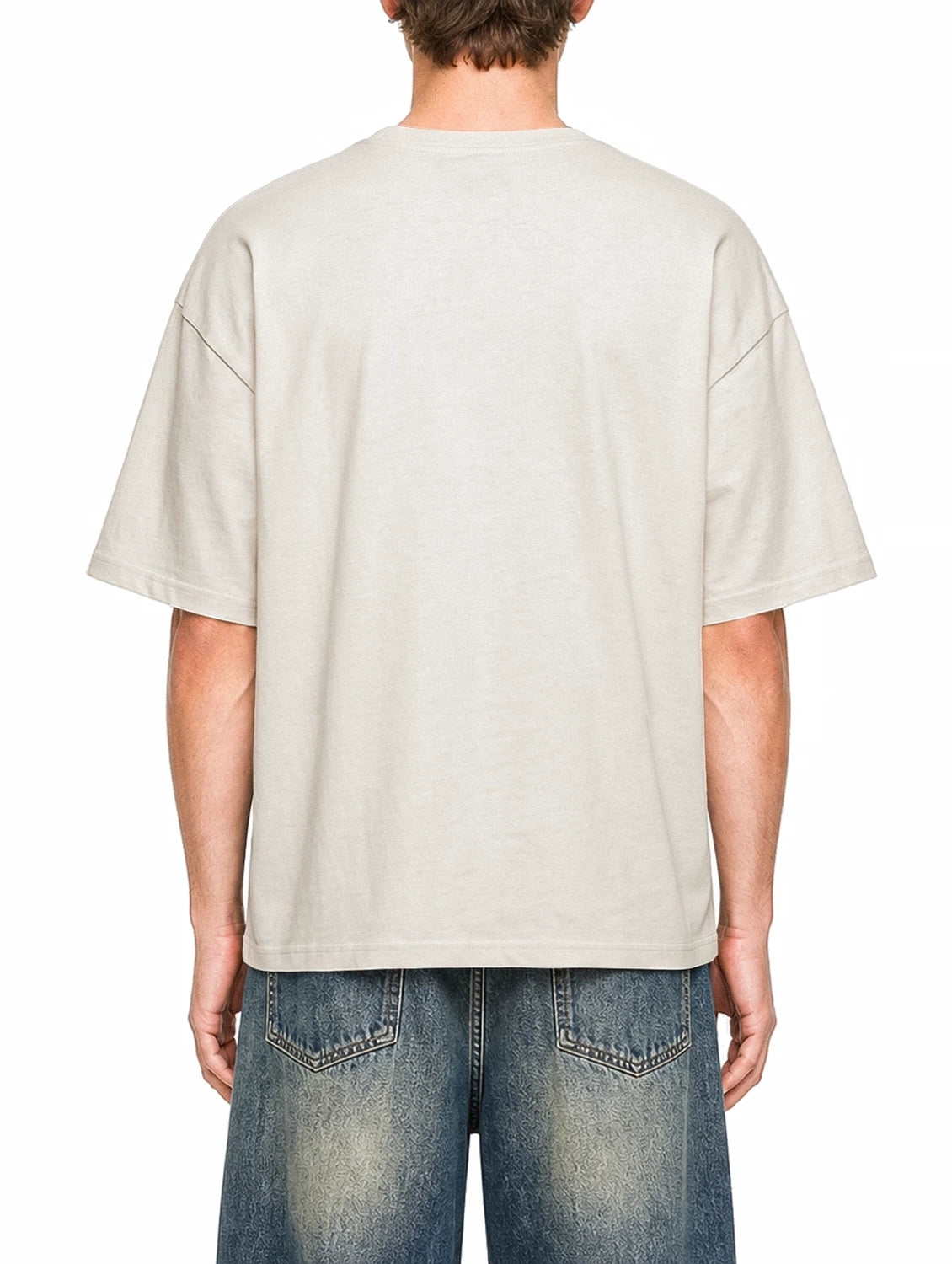 A Gritty Street Apricot graphic T-shirt on model, back view