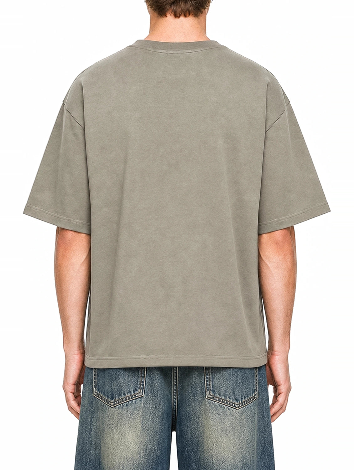 Filova Core Small Chest Dark Apricot graphic T-shirt on model, back view