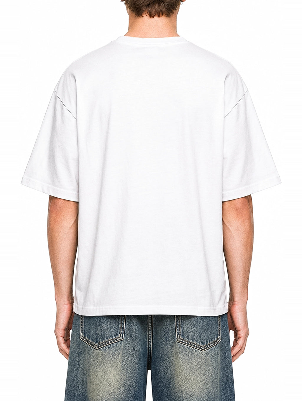 Filova Atelier Brush White graphic T-shirt on model, back view
