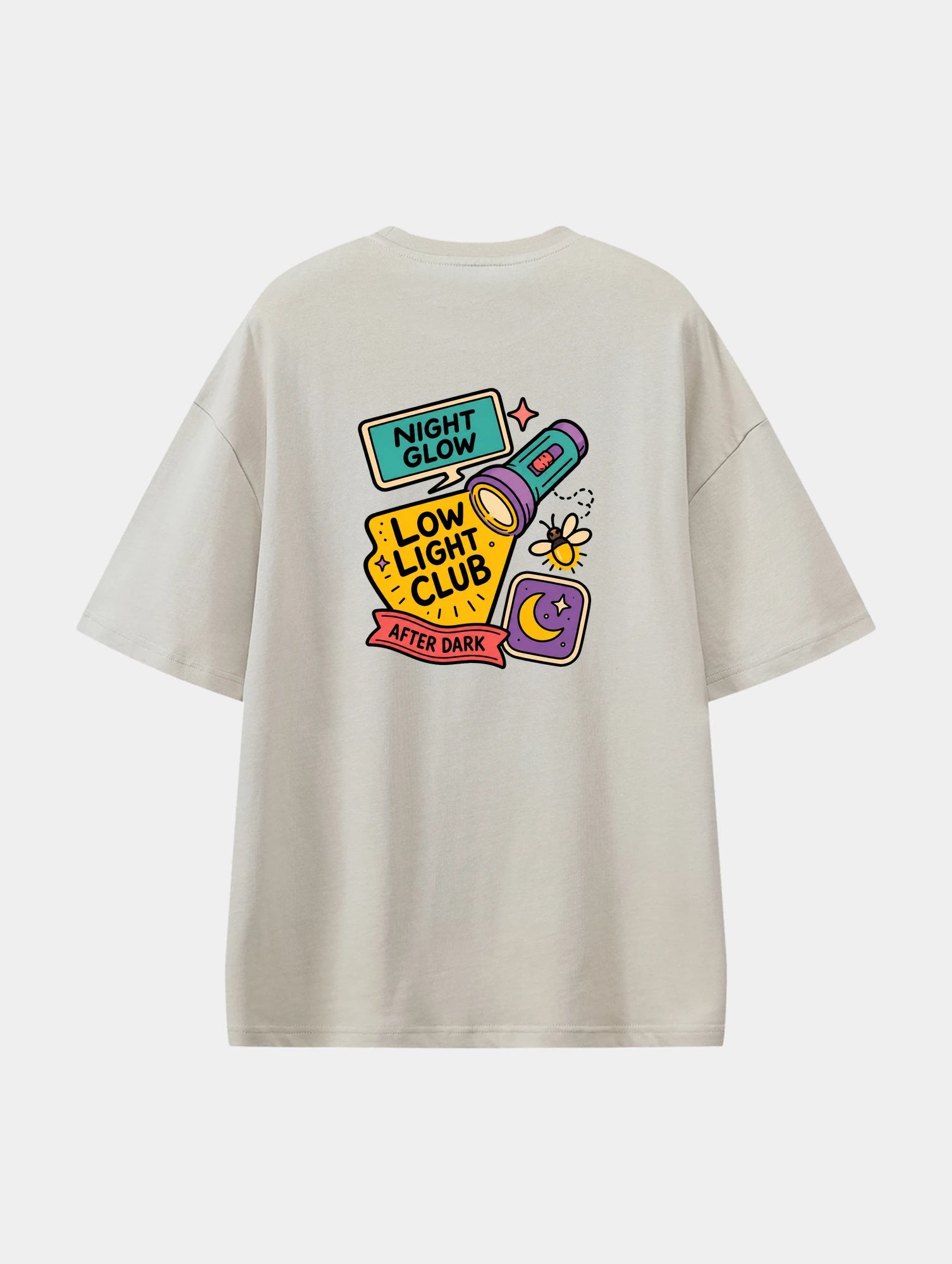 Night Glow Club Apricot graphic T-shirt, back view