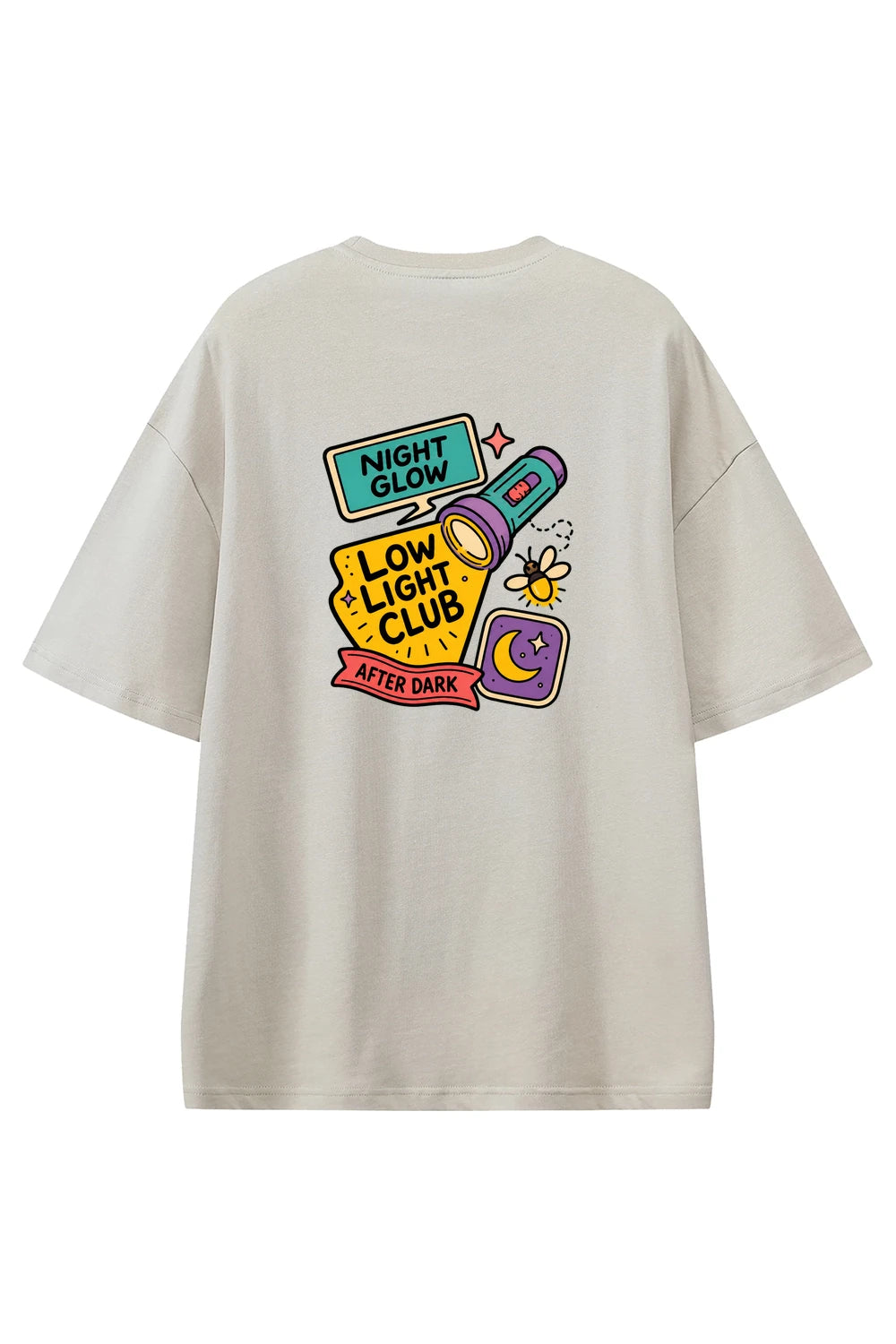 Night Glow Club Apricot graphic T-shirt, back view