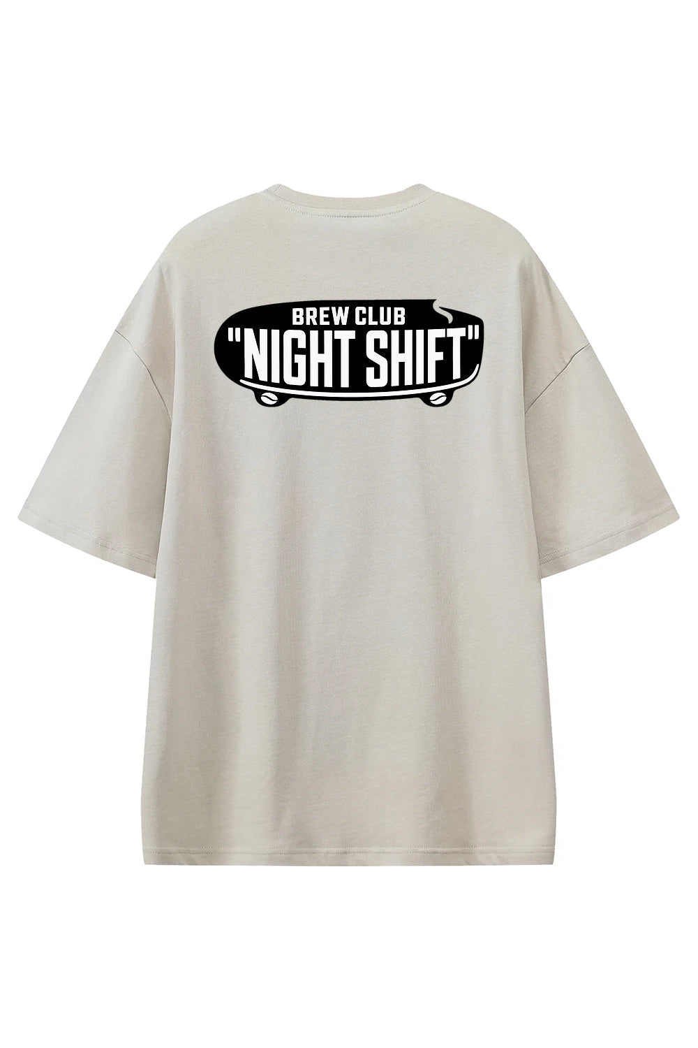 Night Shift Brew Club Apricot graphic T-shirt, back view