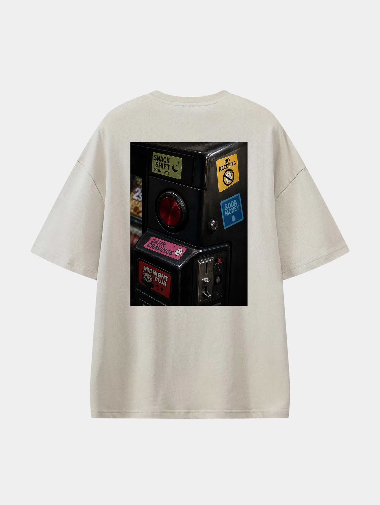 Midnight Snack Dept Apricot graphic T-shirt, back view