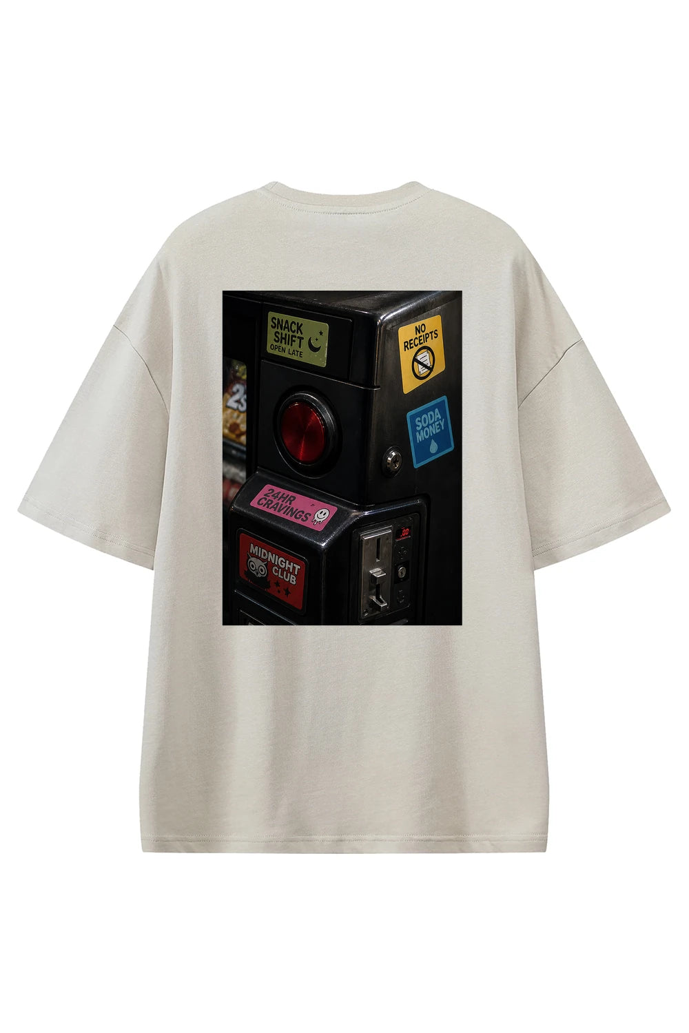 Midnight Snack Dept Apricot graphic T-shirt, back view