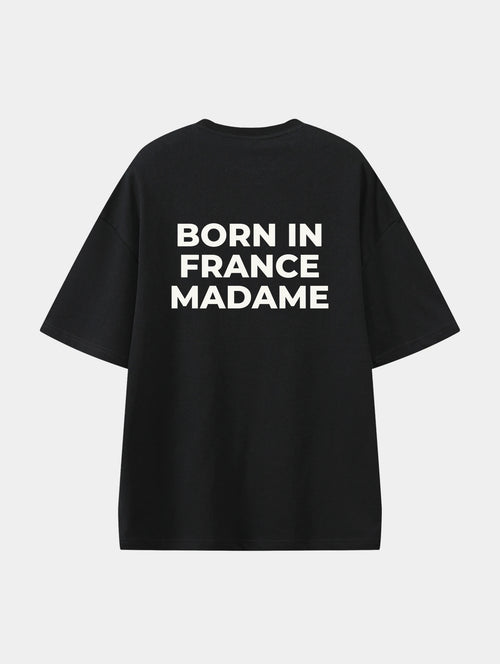 Born In France Madame Black graphic T-shirt, back view