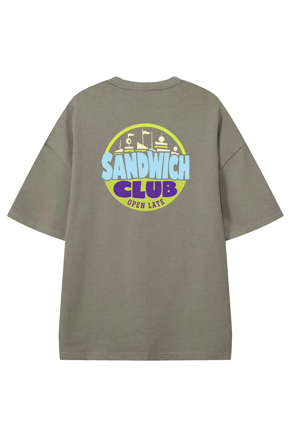 After Hours Sandwich Club Dark Gray graphic T-shirt, back view