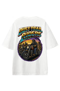 Dust Trail Riders White graphic T-shirt, back view