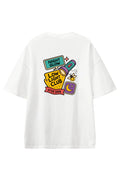 Night Glow Club White graphic T-shirt, back view