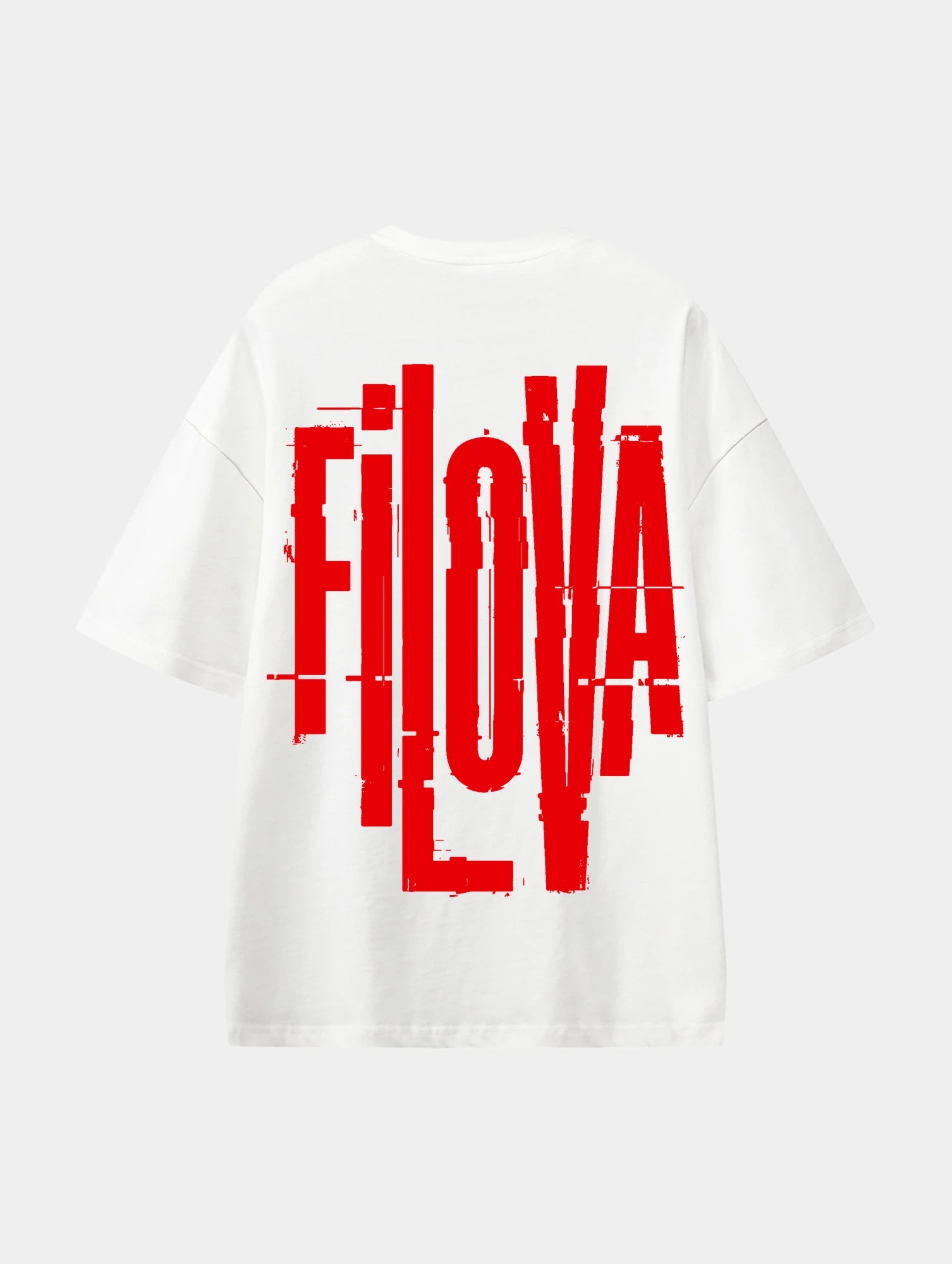 Filova Cyberpunk Red White graphic T-shirt, back view