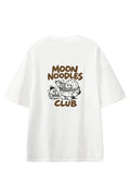 Moon Noodle Club White graphic T-shirt, back view