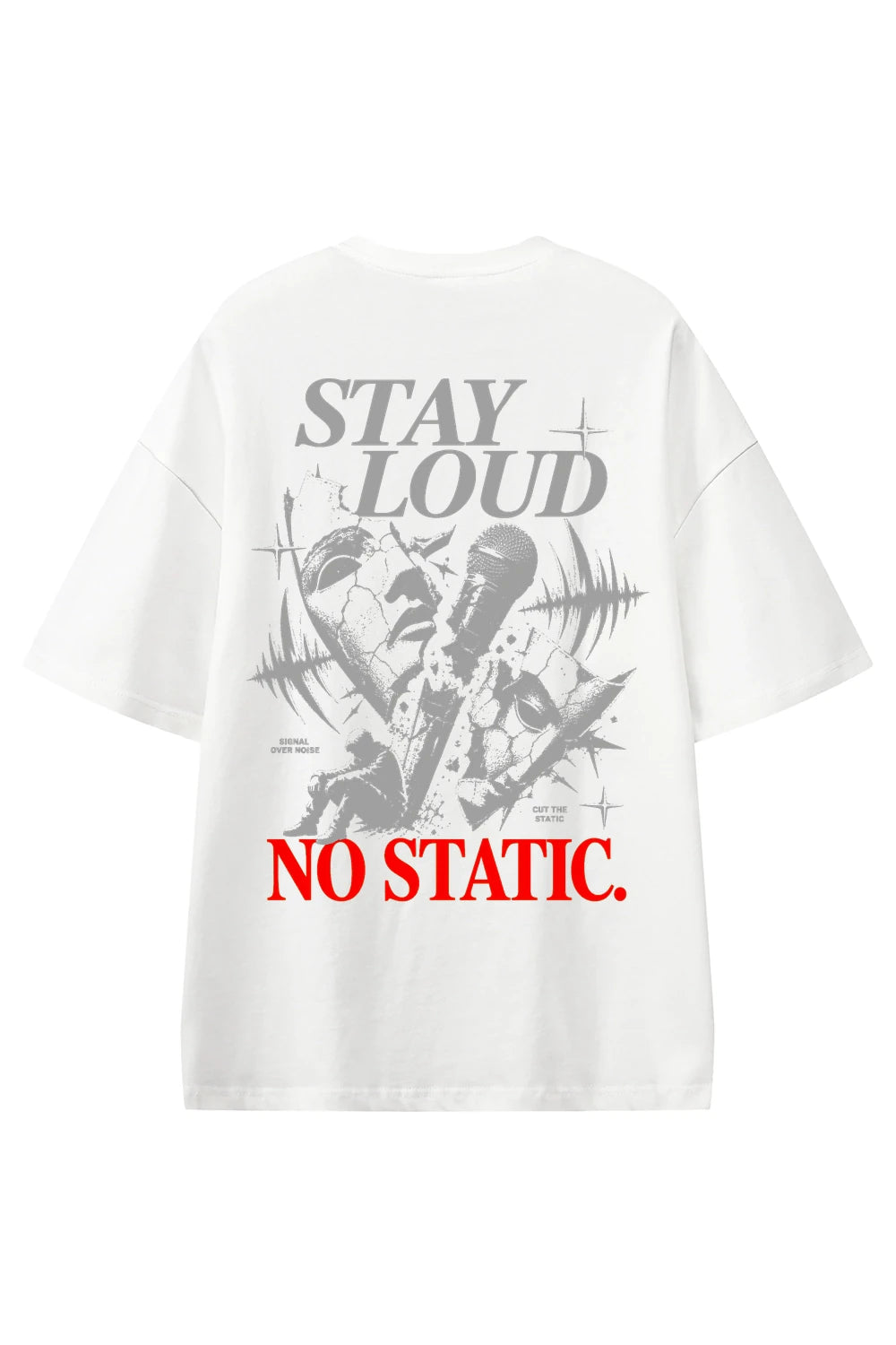 No Static White graphic T-shirt, back view