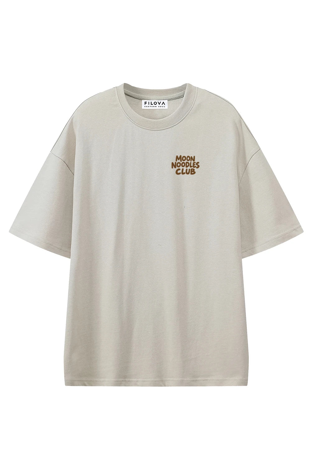 Moon Noodle Club Apricot graphic T-shirt, front view
