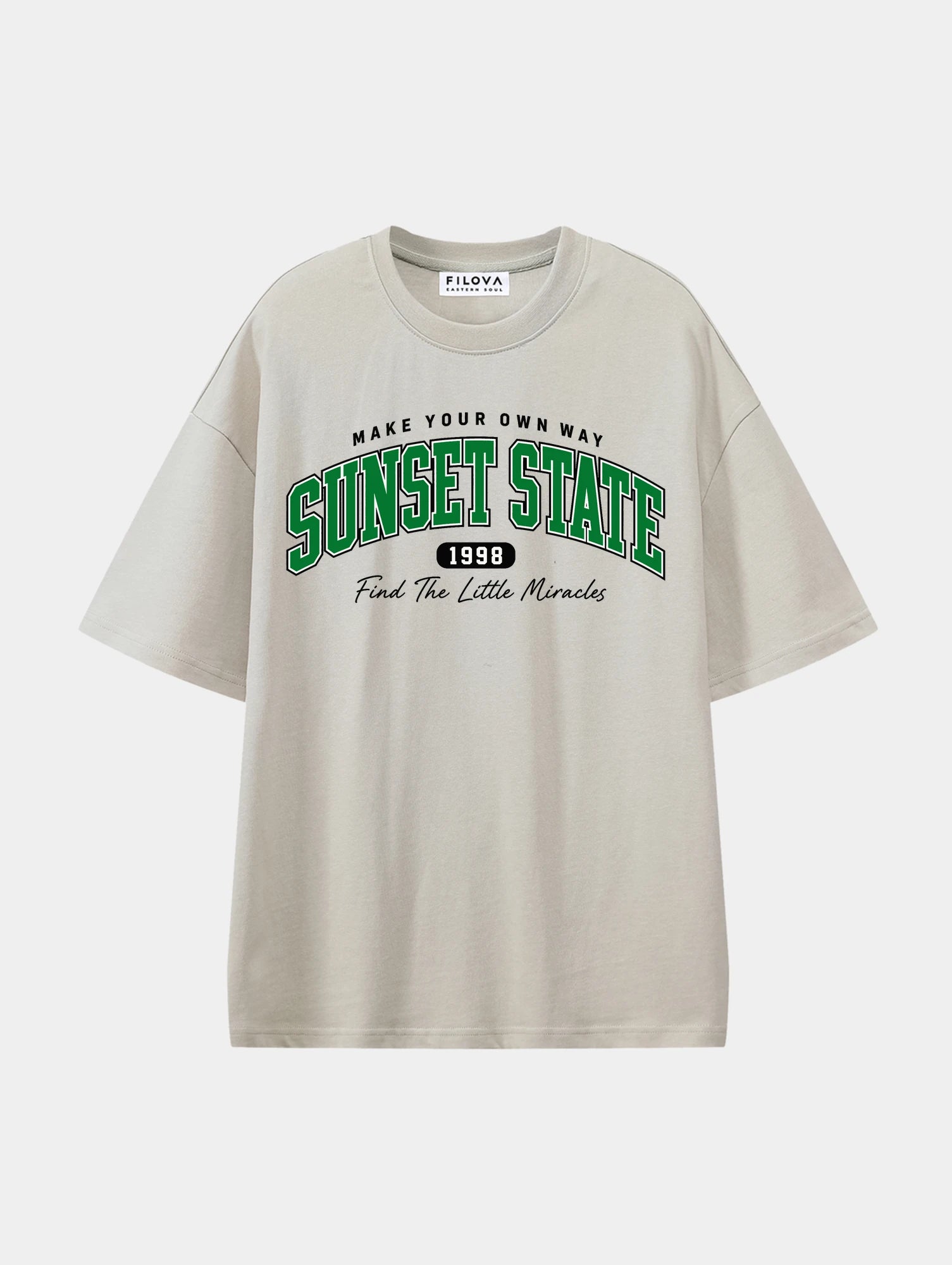 Sunset State Apricot graphic T-shirt, front view