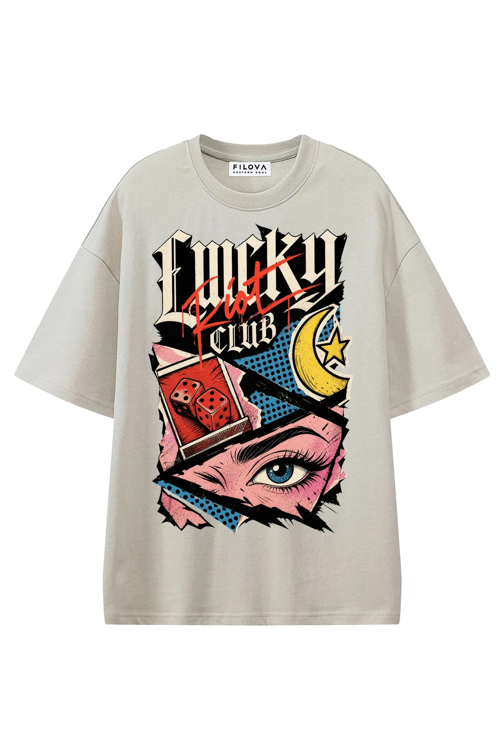 Lucky Riot Club Apricot graphic T-shirt, front view