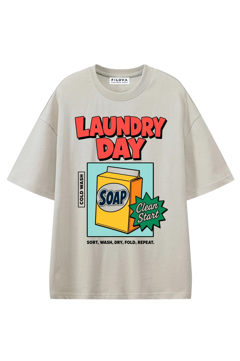 Laundry Day Apricot graphic T-shirt, front view