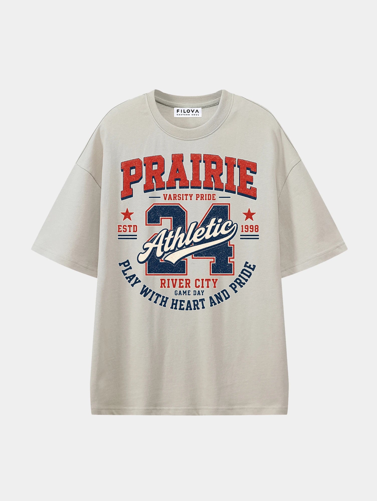 Prairie Athletic Apricot graphic T-shirt, front view