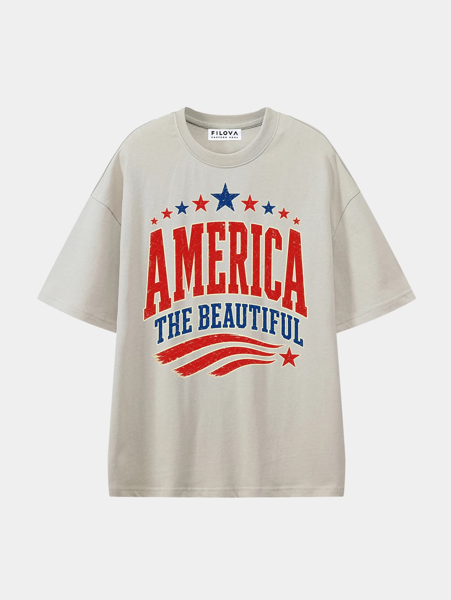 America The Beautiful Apricot graphic T-shirt, front view