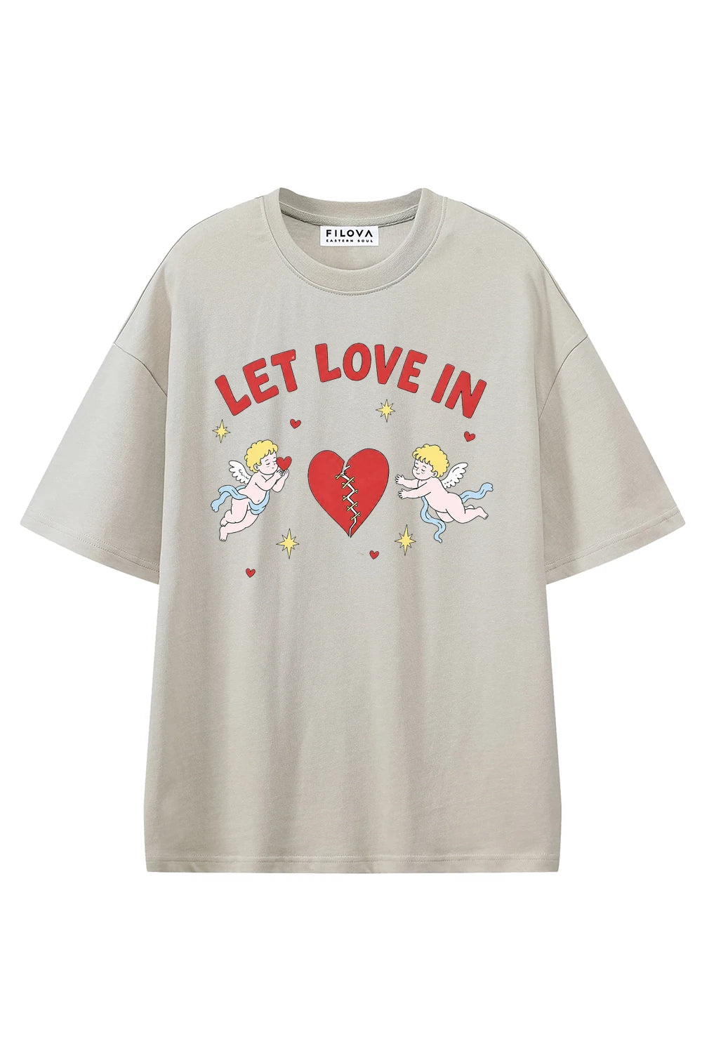 Let Love In Apricot graphic T-shirt, front view